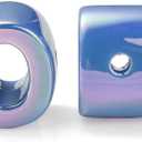 DanLingJewelry 90Pcs Random Large Blue Acrylic Alphabet Beads UV Plating Iridescent 26 A-Z Letter Beads for DIY Bracelets Necklaces Keychain