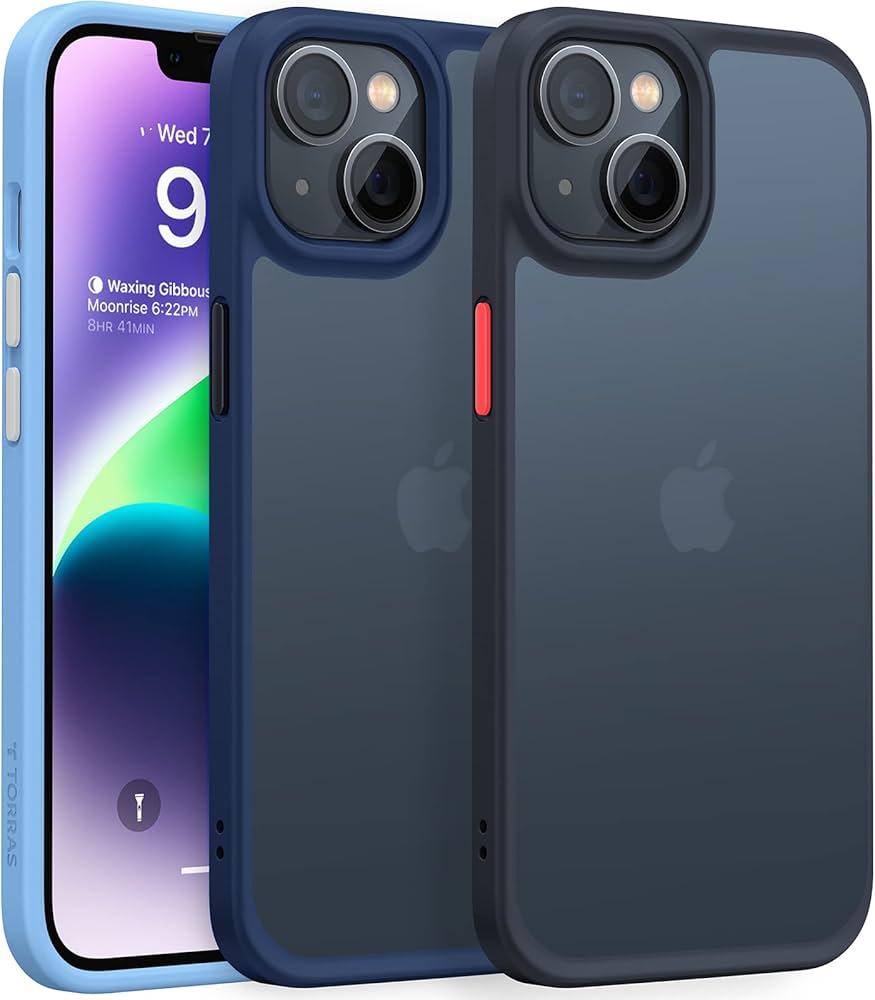 TORRAS Shockproof for iPhone 15 Plus Case & iPhone 14 Plus Case [Military Grade Drop Tested] Shockproof Protective Black Hard Back Slim Case for iPhone 15 Plus 6.7'', Frosted Black-Guardian Series