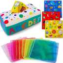 teytoy My First Baby Tissue Box, Soft Stuffed High Contrast Crinkle Montessori Square Sensory Toys Juggling Rainbow Dance Scarves for Toddler, Infants, Newborns and Kids Educational Preschool Learning