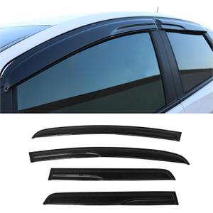IKON MOTORSPORTS Window Visor Compatible with 2015-2019 Honda Fit, Acrylic Smoke Tinted & Semi-Transparent Sun Rain Shade Guard Wind Vent Air Deflector, 2016 2017 2018