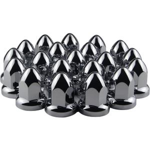 33mm Chrome Lug Nut Covers Push On,ABS Chrome Plastic Push-on Bullet Flanged Lug Nut Covers for Semi Trucks, Pack of 20