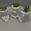 HEYO-YEPY 3PCS Cute Artificial Plant Office Decor for Women and Men, Aesthetic Desk Plant Decor for Office and Home, Potted Small Fake Plants for Indoor Decoration, White Pots Green Plants