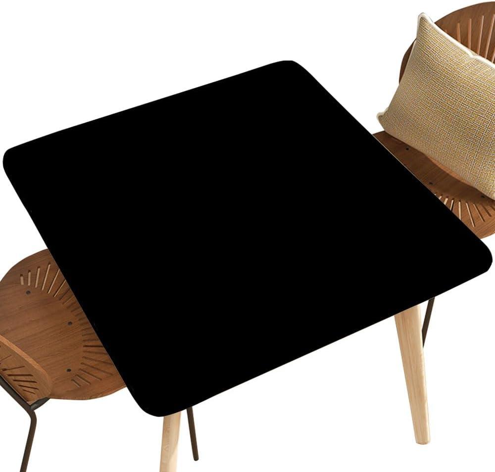 Black Waterproof Stretch Tablecloth for Square Table 54"x54", Wipeable Tablecloth Elastic for Indoor Outdoor Garden Picnic Party
