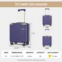 Joyway Carry on Luggage With Removable Spinner Wheels & Built-In TSA Lock, 18 Inch Carry on Suitcase Hard Shell for Lightweight Travel (Navy Blue)