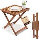 Folding Outdoor Patio & Camping Side Table, Acacia Wood, Golden Teak Finish