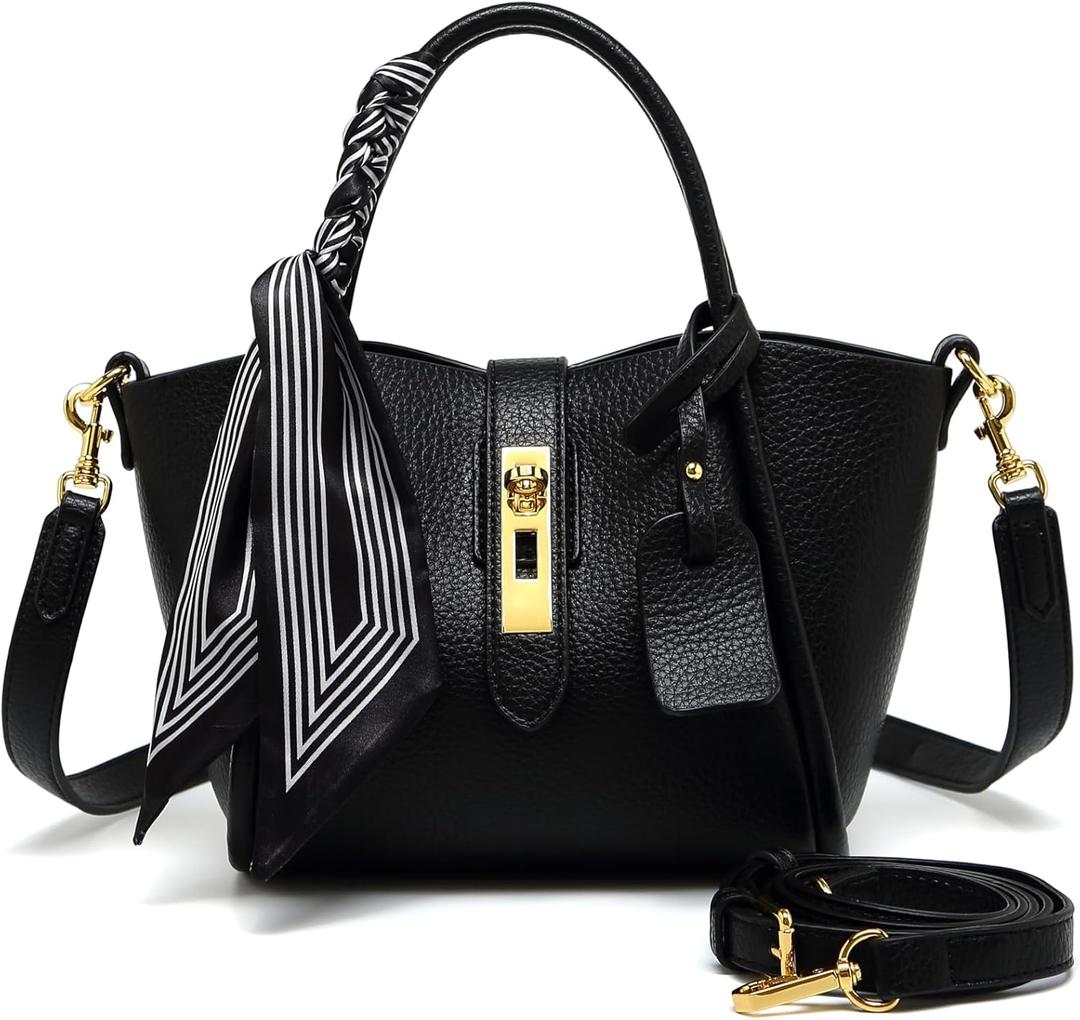 Women's shoulder bag, women's wallet, vintage handbag, synthetic leather crossbody bag with adjustable shoulder strap (Black)