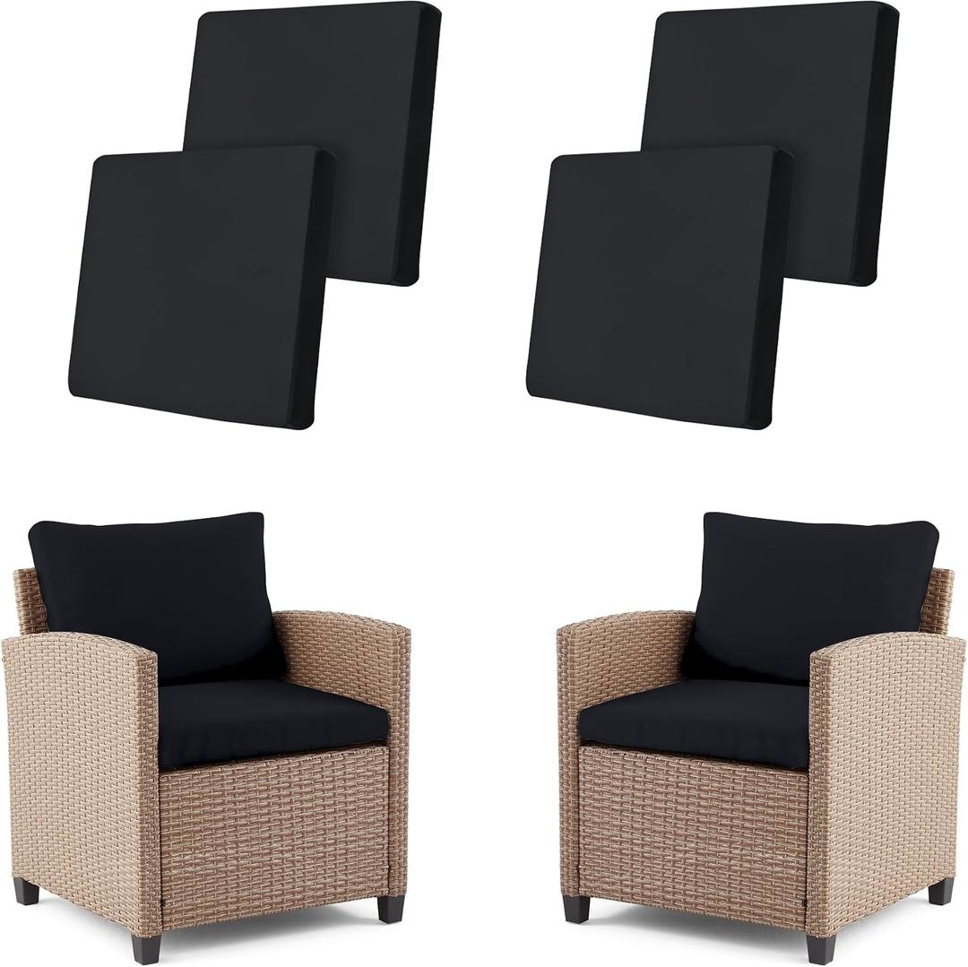4Pcs Outdoor Cushion Covers Patio Cushion Covers Stretch Cushion Covers for Outdoor Furniture Replacement Washable Reusable Furniture Protector(Black)