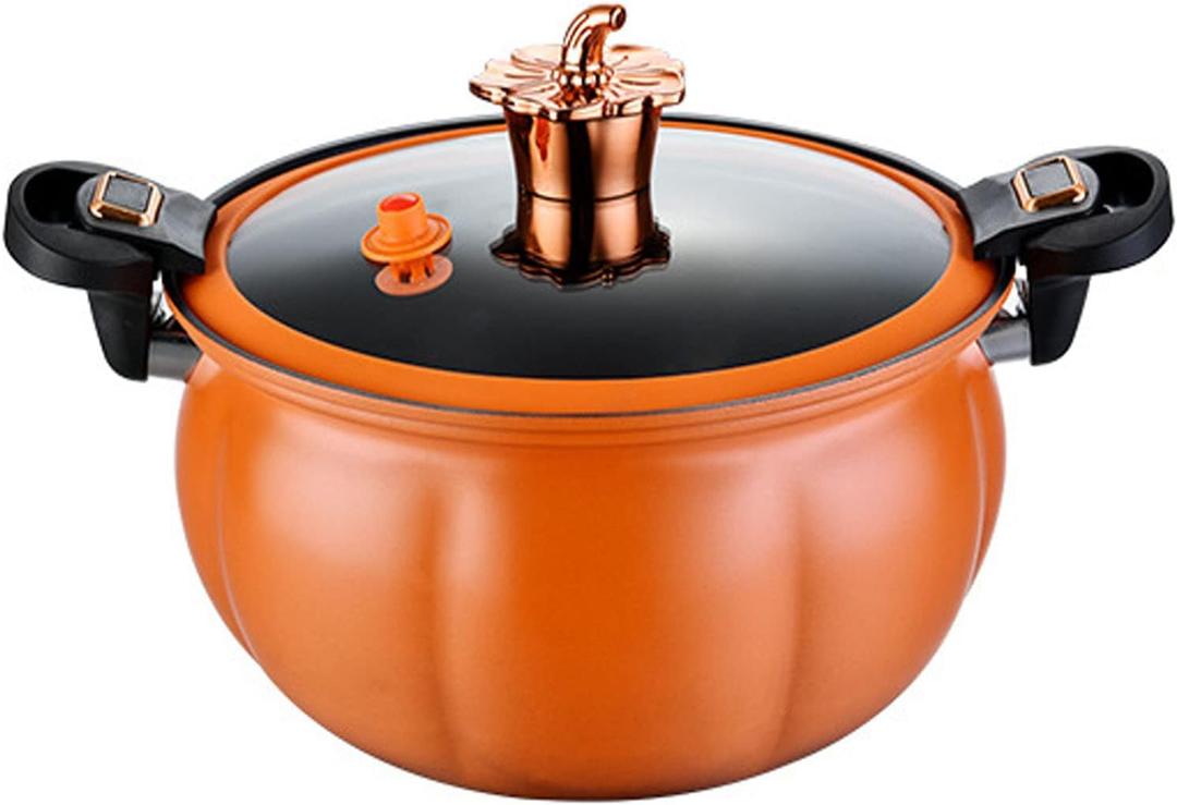 Micro Pressure Cooker Maifan Stone Soup Pot Pumpkin Shaped Non-Stick Pot 8L Multi-Function Micro Pressure Cooking Pot Gas Stove/Open Fire Induction Cooker Universal Stew Pot (Orange)
