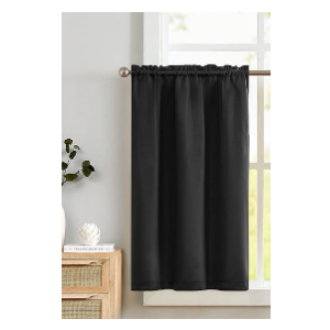 Black Small Window Tier Curtains - Thermal Insulated Tier curtain set Blackout Rod Pocket Valance Curtains Drapes Tier Curtain and Valance 30x35, Black