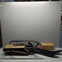 Snow Racer Sled Ski Sled Slider with Steering Wheel & Anti-Slip Seat 4.5-Foot Pull Rope Adults Winter Sport Sled for 176 LBS Loading Capacity Skiing Ice Skating Sand Skating (Black)