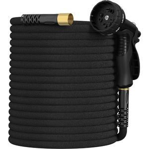 100 ft Garden Hose,Non-Expandable Lightweight All-Weather Water Hoses, Ultra Durable and Flexible Garden Hose with 10-Function Spray Nozzle, Leak-Free Connections Garden Hoses for Yard, Lawn,Outdoor