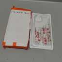 GVIEWIN for iPhone 13 Case Floral, with Screen Protector&Camera Lens Protector,[Non Yellowing] Soft Shockproof Clear Phone Protective Cover for Women, Flower Pattern Design 6.1"(Alcea/Red)