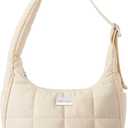 TOPDesign Quilted Puffer Shoulder Bag for Women, Trendy Lightweight Hobo Crescent Bag with Adjustable Strap
