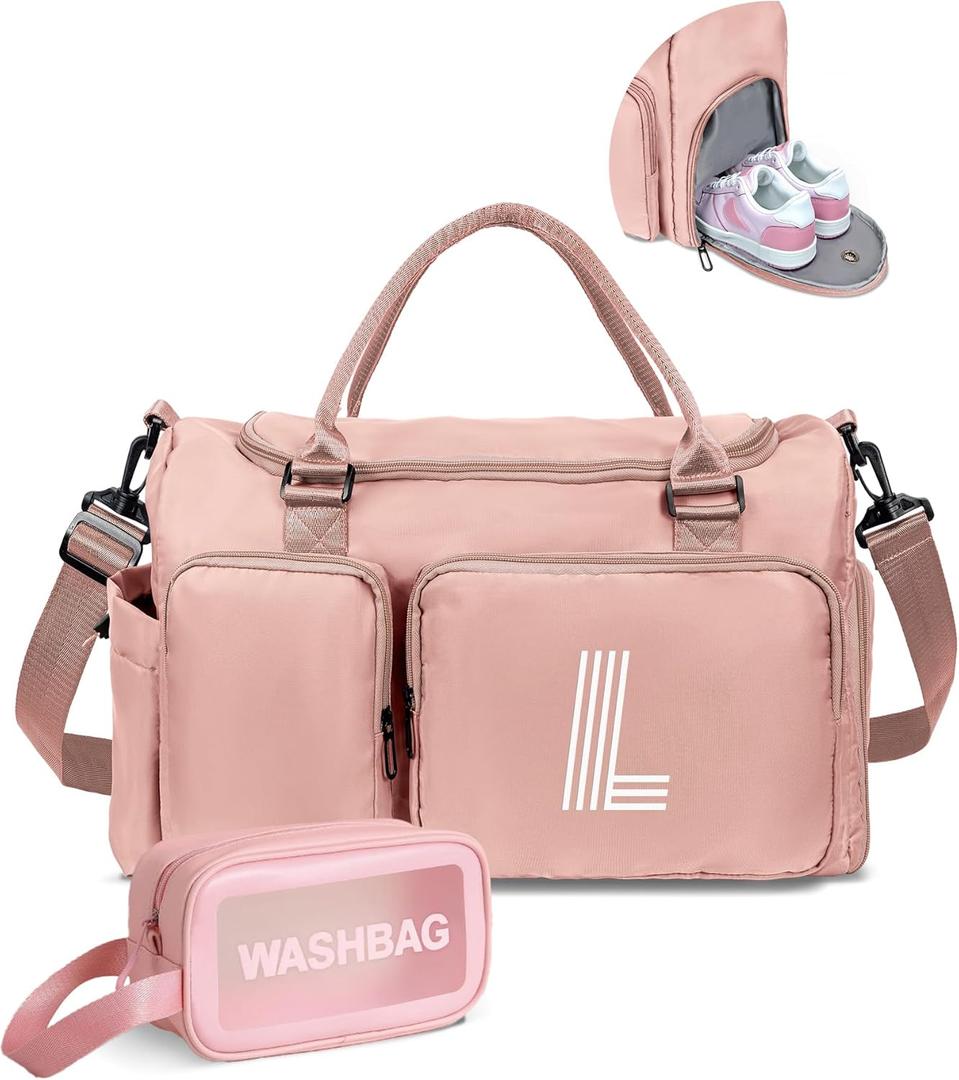 Monogram Duffle Bag Women Girls Gift: Initial Overnight bags, Dance Cheer bag Sports for Girl, Kid Gymnastics Bags, Birthday Gifts for Women Girls Kids Teens Mom Teacher (ink)