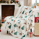 Bedsure White Christmas Throw Blanket - Soft and Warm Sherpa Christmas Reindeer Throw Blankets for Couch, Sofa, Bed, Decoration Gift 50"x60"