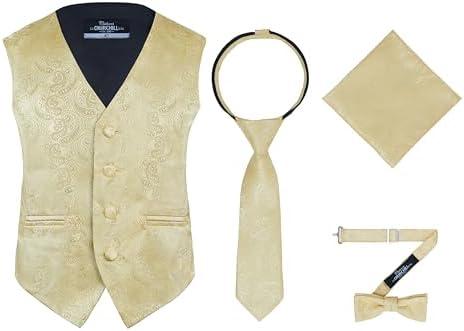 S.H. Churchill & Co. Boys 4 Piece Formal Paisley Vest and Tie Set 2T