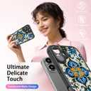 FUNMIKO for iPhone 16 Case Wireless Charging & Military-Grade Protection - Trendy Floral Design for Women Girls, Matte Non-Slip Phone Cover with Shockproof Corners - Exquisite Motif