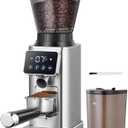 AMZCHEF Coffee Grinder, Coffee Bean Grinder for Home Use with Precise Grinding, LED Control Panel, Detachable Funnel Stand, Anti-static Design, 48 Grind Settings, Silver