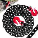 G80 Transport Binder Chain,10FT 1/2" Trailer Safety Chains with Clevis Grab Hooks,12,000 lbs Safe Working Load Heavy Duty Chain for Transporting,Towing,Logging Tie Down Binding, 1/2 Inch10FT