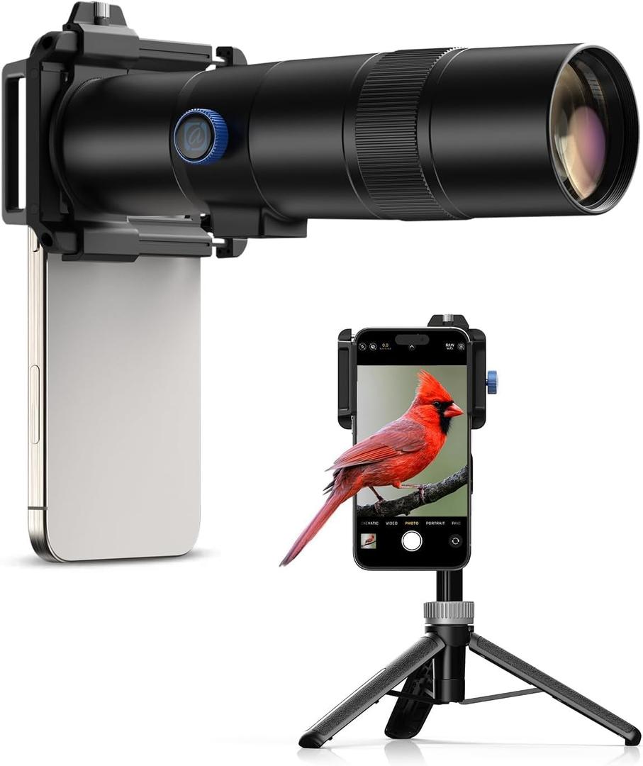 MIAO LAB 30X Telephoto Lens, High Power HD Telephoto Phone Lens with Adjustable Tripod and Universal Phone Clip, Phone Lens Attachment