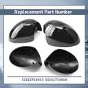 51162754913 51162754914 Left Right Side Mirror Cover Caps Compatible with Mini R55 R56 R57 R58 R59 R60 R61 2007-2016 Manual Folding Mirrors Only, Pair Rearview Mirror Cap Glossy Black