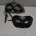 Hoshin Masquerade Mask for Couple, Mardi Gras Deecorations Venetian Masks with Stick for Womens (Black)