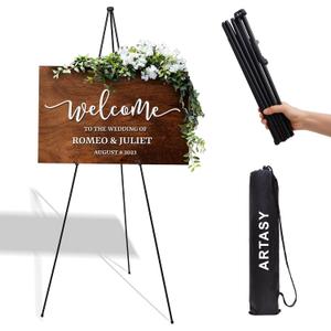 ARTASY 63" Easel Stand for Wedding Signs, Posters, Portable Artist Easel for Painting Canvas, Tripod for Home and Office, Supports 5 lbs-Black 1/Pack