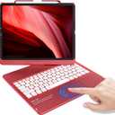KBCASE Keyboard Case for iPad Air 13 inch M4/M3/M2 (2026/2025/2024)/for iPad Pro 12.9 inch 6th/5th/4th/3rd Gen, 360Rotatable Case with Touchpad & Pencil Holder for iPad Air 13/Pro 12.9 (Red)