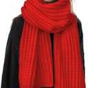 Boaisdus Women Winter Chunky Knit Scarf Knit Scarves Soft Knitted Warm Scarf for Women's Outddor Cold Weather (Red- 69 L x 10" W)