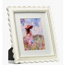 Wontree Wavy 8x10 Picture Frame White with Gold Beaded Trim, Resin Frame with Real Glass, Display 8x10 Photos Matted to 5x7, Vertical and Horizontal Desk Tabletop or Wall Hanging