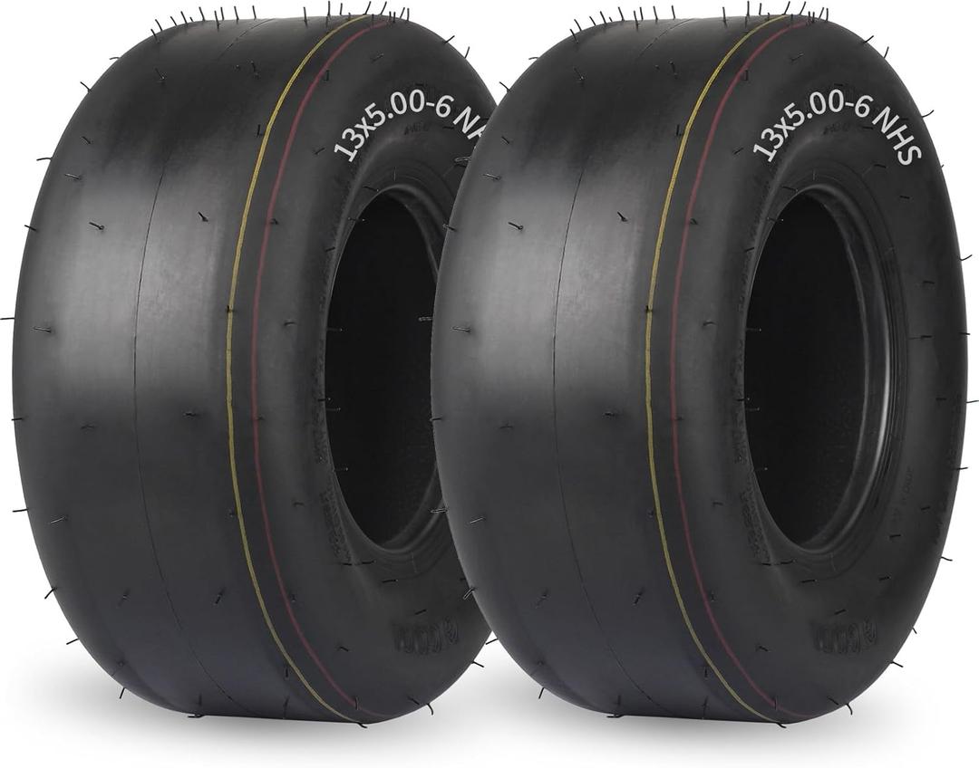 GICOOL (2 Pack) 13x5.00-6 Lawn Mower Tubeless Tire, 13x5-6 Riding Zero Turn Lawnmower Smooth Turf Tyre, 4 Ply