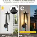 Dusk to Dawn Outdoor Wall Lights 2 Pack, 20" Large Front Porch Lights Outdoor Waterproof with Clear Glass, Black Exterior Mount Sconce Outside Lighting for Garage Porch House, OS-OD2615-1HM-2PK