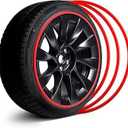 EVOOOR Automotive Alloy Wheel Rim Protector - Covering The Entire Rim of The Wheel hub - Strips for Curb Rash Prevention - Set of 4 Rim Protector Easy to Install(22'',Red)