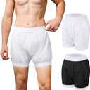 2PCS Carer Adult Diaper Covers Washable, Leakproof Incontinence Underwear for Men Women Enclosed Elastic, Widened Waistband Design Protection for Long-Term Care & Daily Use(White, Black, 3XL)