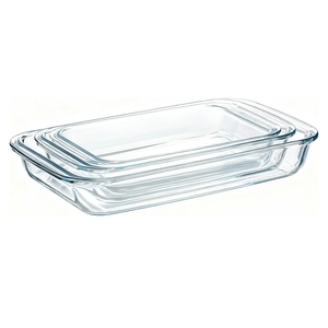 3-piece glass baking tray set, 2.3quart+1.6quart+1.0quart rectangular glass baking tray container can be used in microwave and oven, suitable for cooking, baking bread, cake and meal preparation