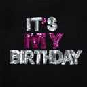 Birthday Shirts for Women It's My Birthday Graphic Tees Funny Crop Shirt Glitter Y2k Baby Short Sleeve Top (Black, M)