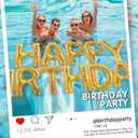 Shappy 30'' Happy Birthday Pool Extra Large Floating Letter Balloons with Adhesive Dots Inflatable Party Decorations for Summer Birthday Party