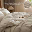 PHF 100% Cotton Muslin Duvet Cover King Size, 3-Layer Guaze Ultra Soft Breathable Textured Linen Like, 3pcs Bedding Comforter Cover Set for All Season, Duvet Set with 2 Pillow Shams, 104"x90", Natural