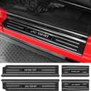 YOJOJOCO Door Sill Guards Compatible with Jeep Wrangler JL JLU 2018-2026 & Gladiator JT 2020-2026 Accessories Stainless Steel Material Black Brushed Texture Front and Rear Door Sill Protector