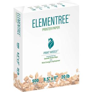 Elementree Sustainable Printer Paper 8.5 x 11 White, 20-Pound Printer Paper, 500 Sheets Multipurpose Blank Paper for Everyday Office Supplies Essentials, Copy Paper for Printer (00918)