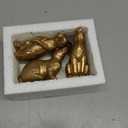 DN DECONATION Golden Polyresin Bunny Decor Rabbit Figurines, Easter Bunny Statue Set of 3 for Spring Tabletop Decor