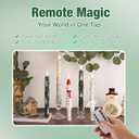 2 x Eywamage Green Christmas Tree Flameless Taper Candles with Remote, Flickering LED Wax Candlesticks Set of 2