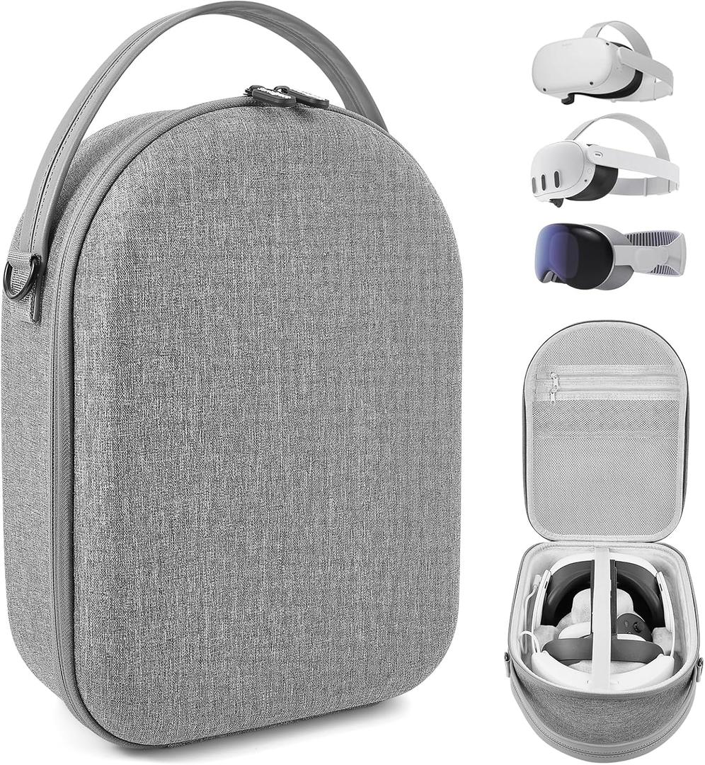 Sonicgrace Case Compatible with Meta Quest 2/Quest 3/Quest 3S - Carrying Case for Quest 2/Quest 3/Quest 3S, Protection VR Travel Case for Official Elite-Strap, Controllers, Batteries and Accessories 