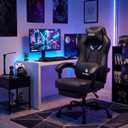 N-GEN GAMING Big & Tall Gaming Chair, Footrest, Lumbar Support, Dark Black | Ergonomic High-Back Chair for Adults, Padded Wide Seat with Heavy-Duty Base, Reclining Comfort for Computer, Office/Home Use