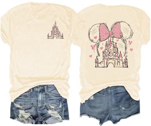 Magical Shirt for Women Kingdom Castle Graphic Tee Family Vacation Tee Castle Believe in The Magic Summer Trip Tops Large
