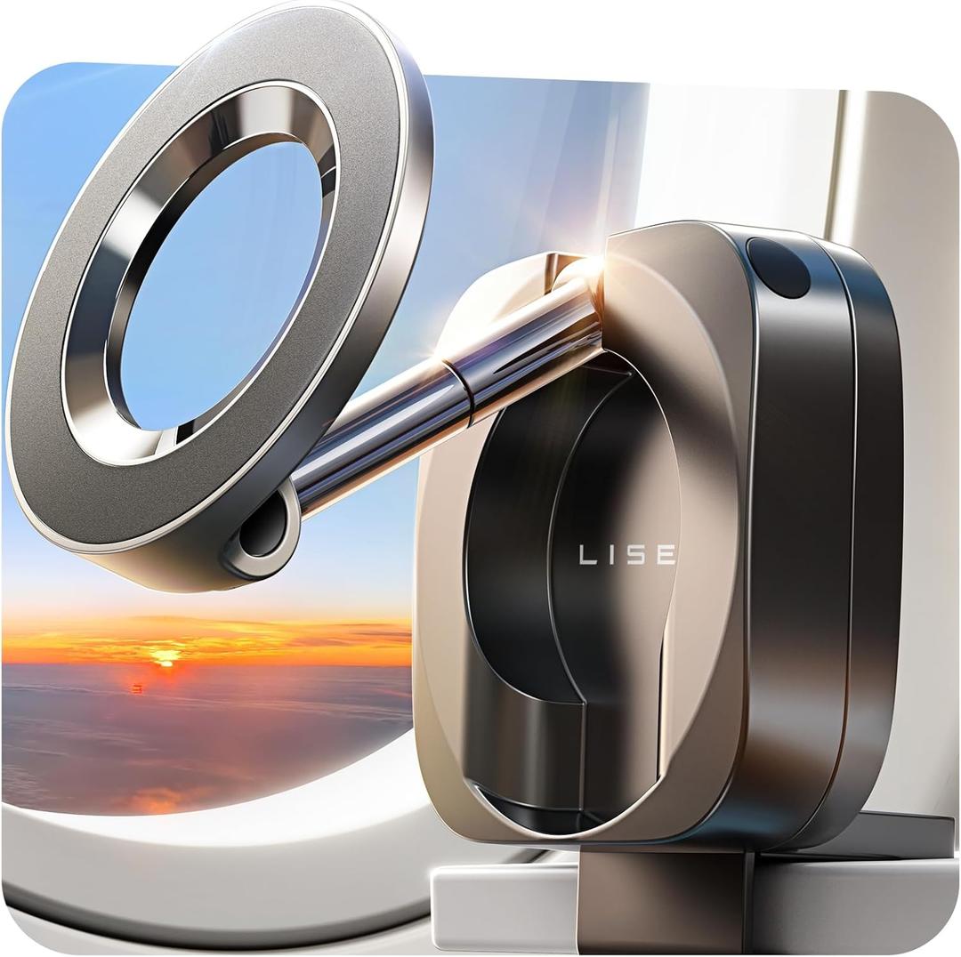 LISEN Airplane Travel Essentials Phone Holder Long Flight Toddler Mini Traveling Essentials Kids Women Handsfree for MagSafe Travel Accessories Europe Vacation Cruise Essentials Phone Camera Mounts (Black)