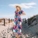 Floral Print V Neck Maternity Dress Boho Baby Shower Photoshoot Smocked Flutter Sleeve Split A Line Dress (XL)