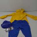 Halloween Yellow Raincoat Costume Kids Girls Jacket Pants Blue Wig Button Glasses Necklace Horror Anime Cosplay L