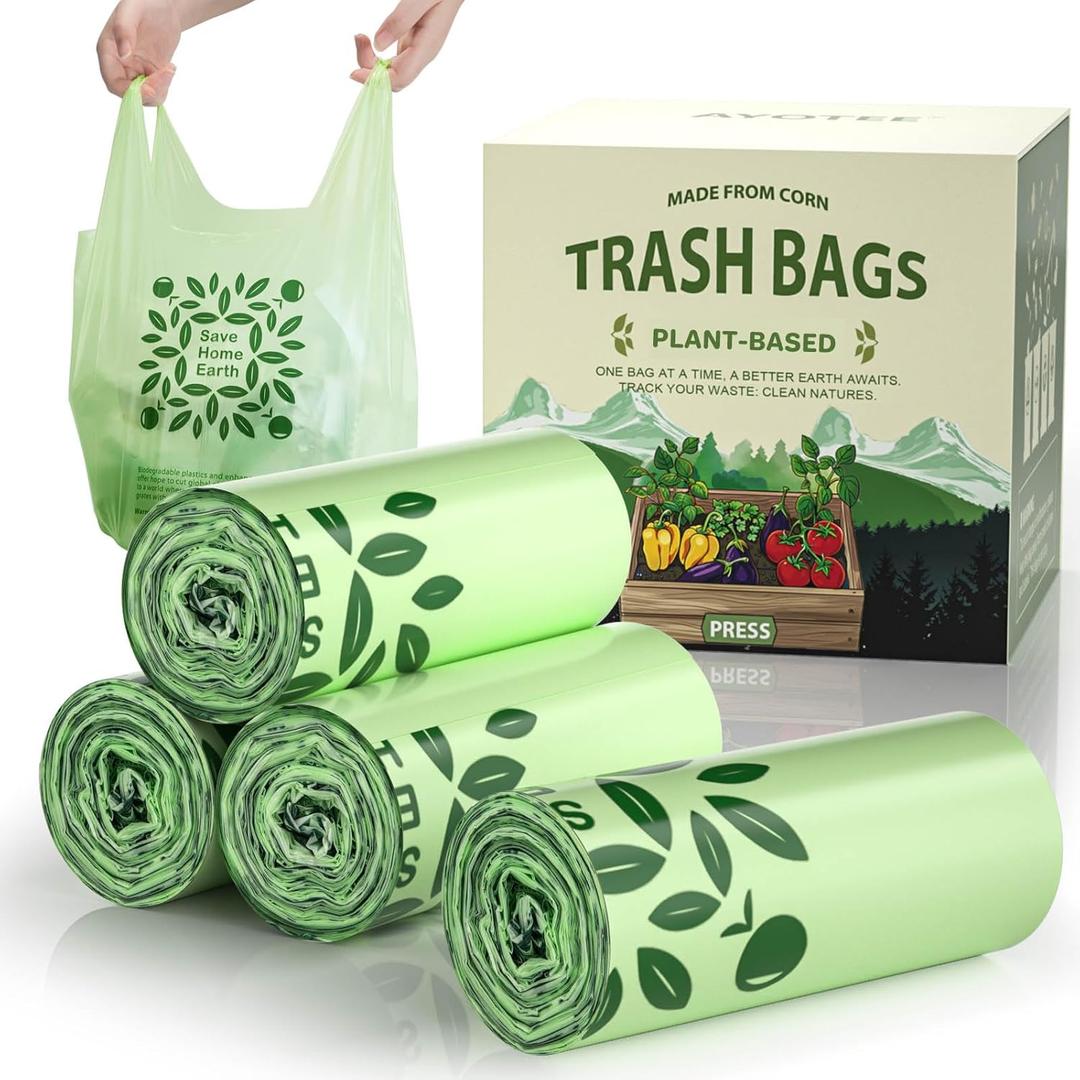 AYOTEE Small Compostable Trash Bags 3 Gallon Trash Bag with Handle, 11.36 Liter/100 Count Small Compost Bags 3 Gallon, Mini Biodegradable Compost Bags for Countertop Bin, Compostable Food Scrap Bag