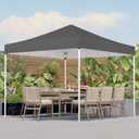 Shades 10x10 Pop Up Canopy, Heavy Duty Beach Tent with Carrying Bag for Easy Moving, Sun Shelter for Parties, Events, Camping, Outdoor Gazebo with 420D PU Coated Waterproof Grey Fabric